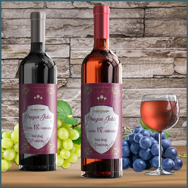 Proizvod Srećan rođendan nalepnica za vino Slika