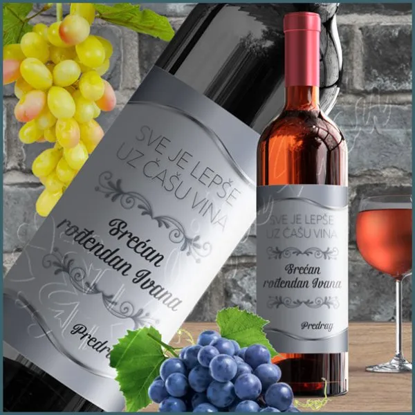 Proizvod Srećan rođendan nalepnica za vino Slika