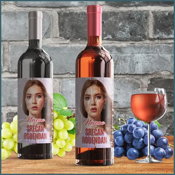 Proizvod Srećan rođendan nalepnica za vino Slika
