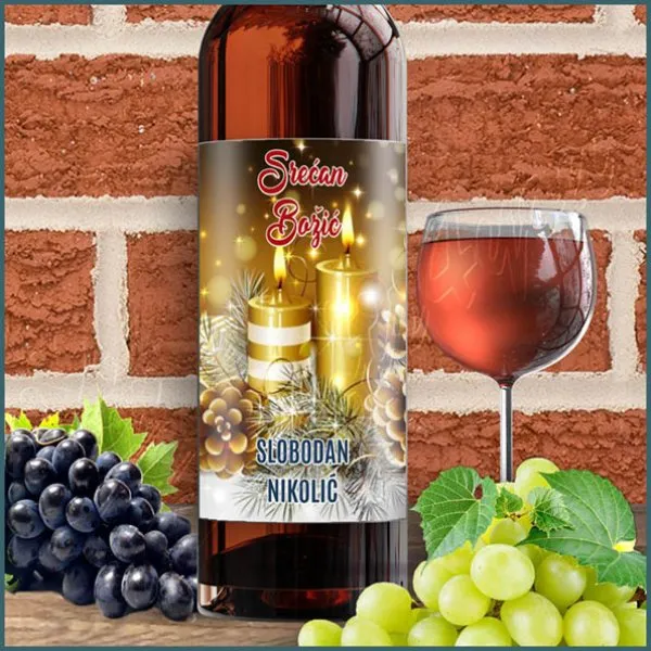 Proizvod Srećan božić nalepnica za vino Slika