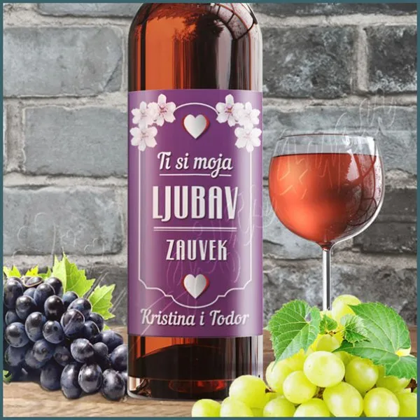 Proizvod Ti si moja ljubav zauvek nalepnica za vino Slika